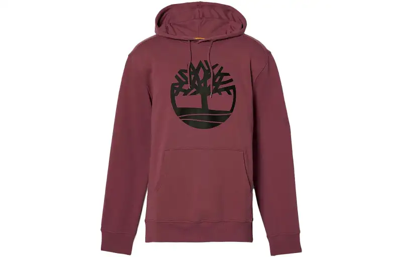 Timberland Sweatshirts Men's Dark Red Hooded Moderate Regular