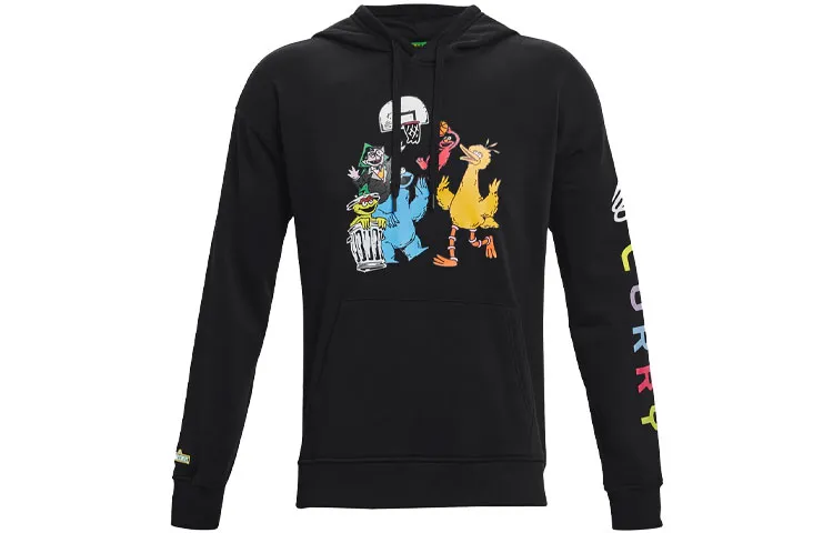 Under Armour Curry X Sesame Street Sweatshirts Men's Black Hooded Thickened Regular