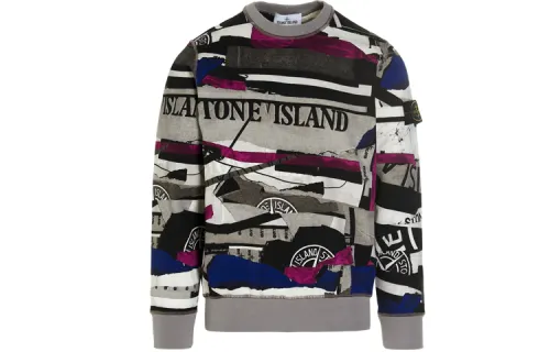STONE ISLAND Sweatshirts Men's Purple Flower Color Crew Neck Moderate Regular