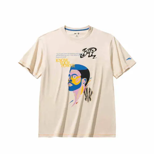 Anta Basketball Collection T Shirt Unisex Moon White