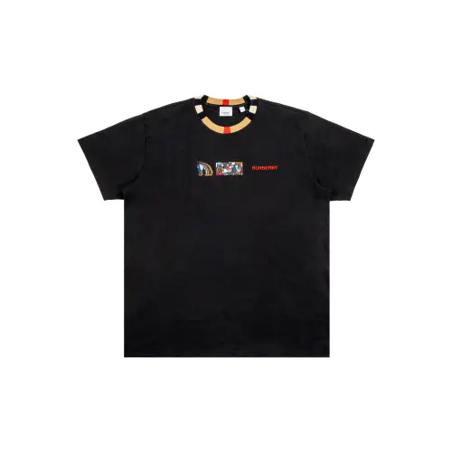 Burberry T Shirts Unisex Black Crew Neck Moderate Straight Fit