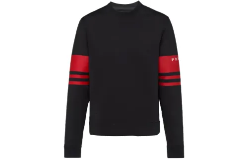 PRADA Sweatshirts Men's Black Crew Neck Moderate