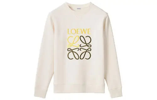 LOEWE Sweatshirts Men's Beige Crew Neck Moderate Regular