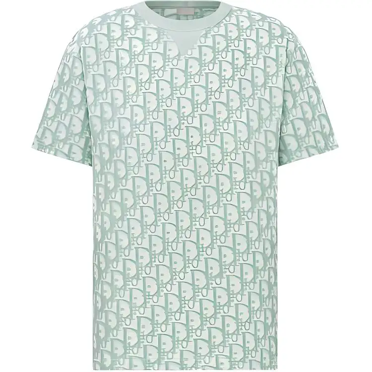 DIOR T Shirts Men's Green Crew Neck Moderate Straight Fit