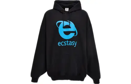 Vetements Sweatshirts Unisex Black Hooded Moderate Regular