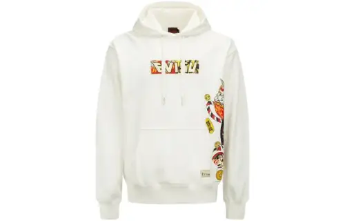 EVISU Sweatshirts Unisex White Hooded Moderate Heavyweight