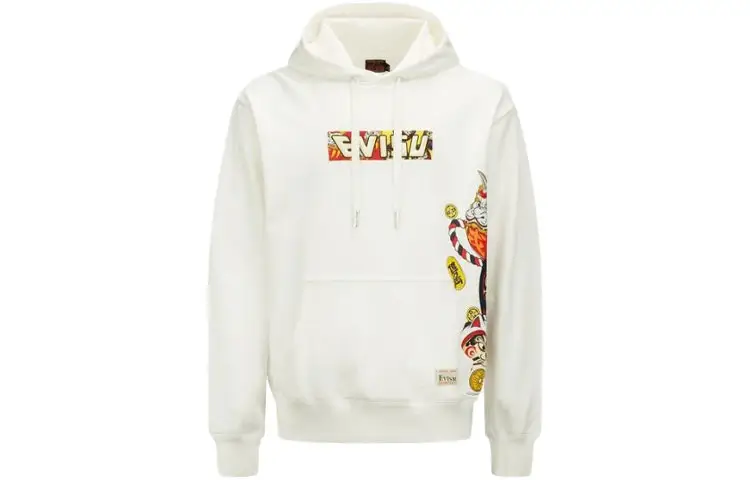 EVISU Sweatshirts Unisex White Hooded Moderate Heavyweight
