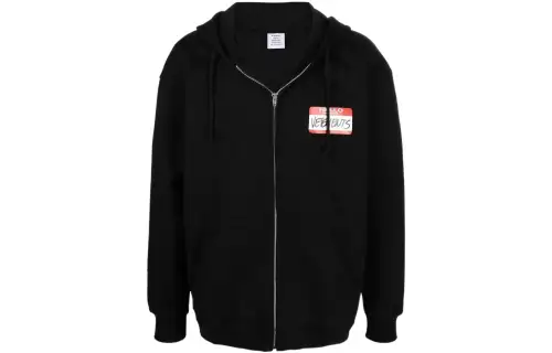 Vetements Sweatshirts Unisex Black Hooded Moderate Cardigan