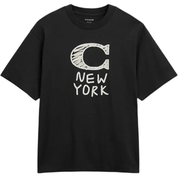 COACH T-Shirts Men's Black Crew Neck Moderate Straight Fit