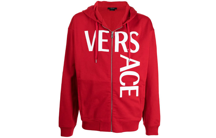 Мужское зип-худи Versace Logo (красное)
