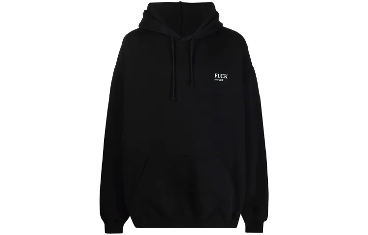 Vetements Sweatshirts Unisex Black Hooded Moderate Regular