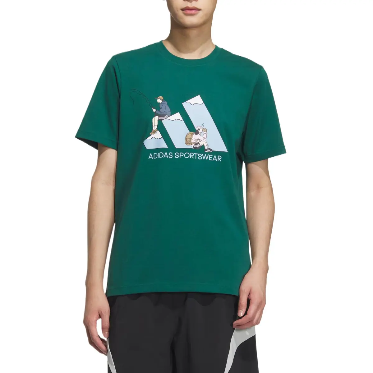 Adidas GRAPHIC SHORT SLEEVE T SHIRT T Shirt Unisex Forest Green