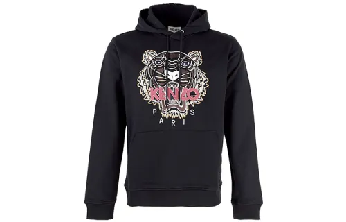 KENZO Sweatshirts Men's Black Hooded Moderate Regular