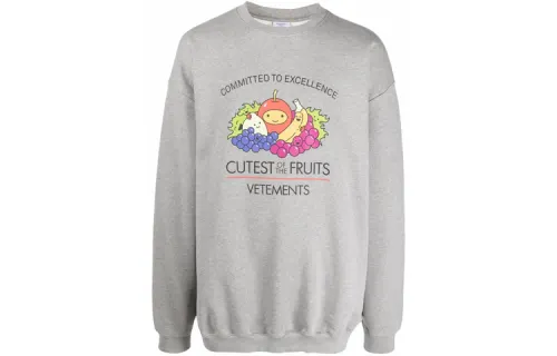 Vetements Sweatshirts Men's Gray Crew Neck Moderate Regular