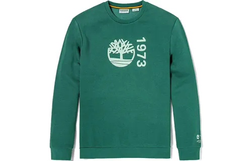 Timberland Sweatshirts Men's Green Crew Neck Moderate Regular