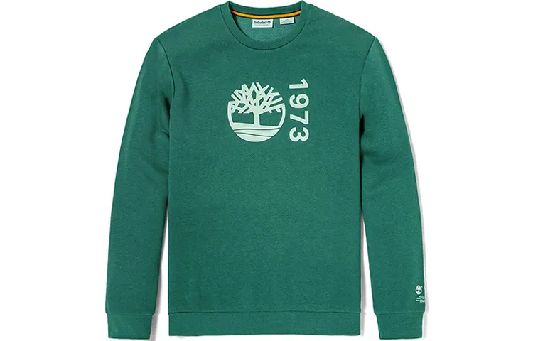 Timberland Sweatshirts Men's Green Crew Neck Moderate Regular