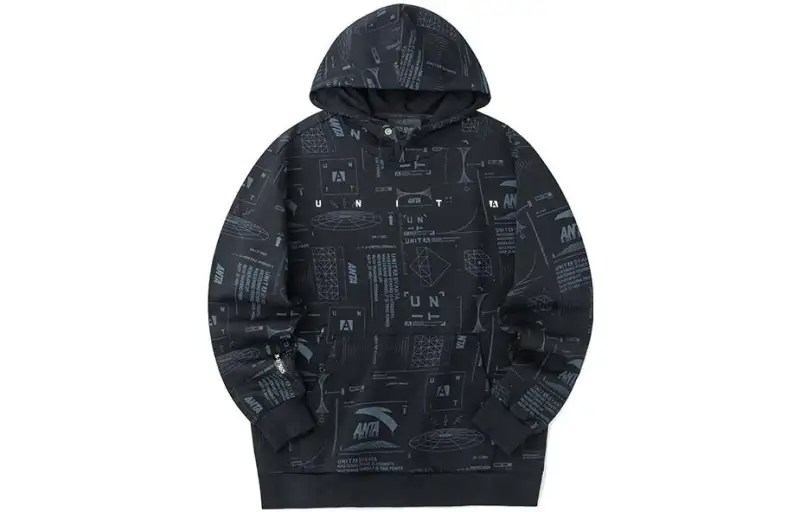 ANTA Sweatshirts Men's Black Hooded Moderate