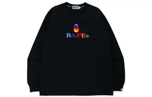 A BATHING APE Embroidery Relaxed Fit L/S Tee
