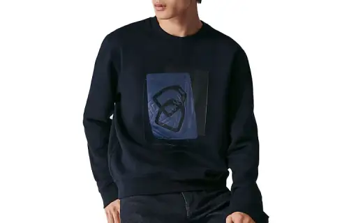 HERMES Sweatshirts Men's Blue Crew Neck Moderate Other