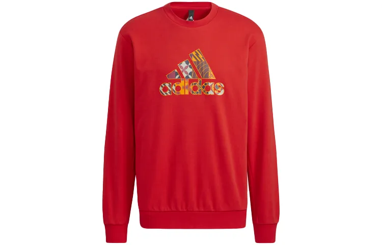 Adidas CNY Sweatshirts Men's Red Crew Neck Moderate Regular