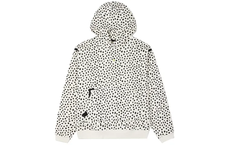 Converse Cheetah All Over Print Leopard Print Fleece Lined Pullover, Winter Sweatshirt Unisex White