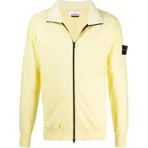 STONE ISLAND Sweatshirts Men's Yellow Hooded Moderate Cardigan