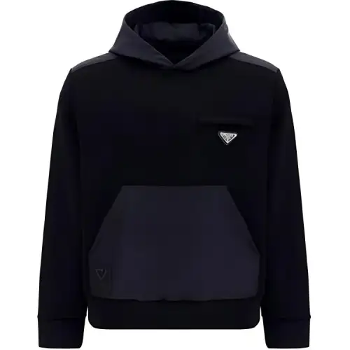 PRADA Sweatshirts Men's Black Hooded Moderate Regular
