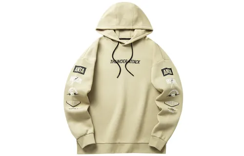 ANTA Variety Training Collection Sweatshirts Men's Plain Khaki Hooded Moderate