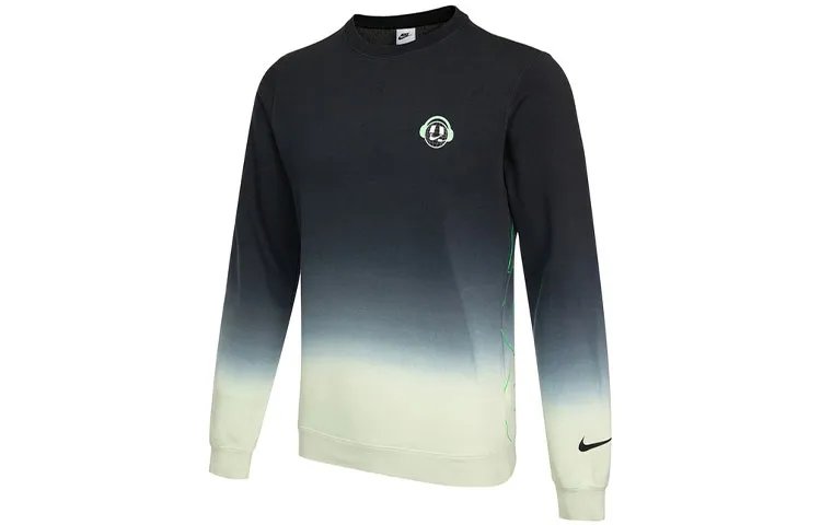 Nike Logo Gradient Fleece Lined Print Crew Neck Sweatshirt Men's Black