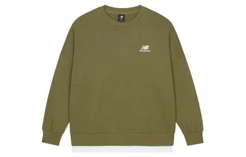 New Balance Sweatshirts Unisex Olive Green Crew Neck Moderate Regular