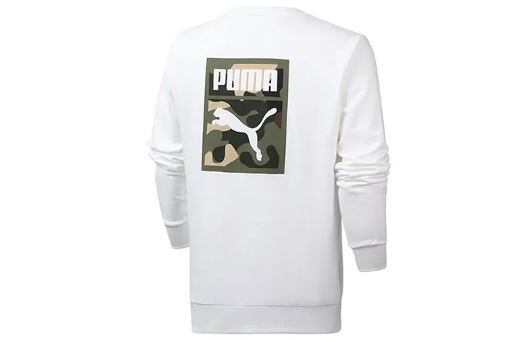 PUMA Sweatshirts Men's White Crew Neck Moderate Regular