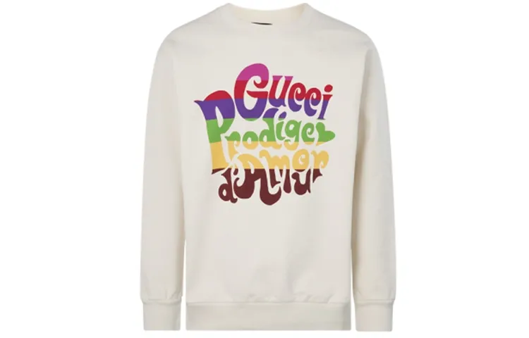 GUCCI Sweatshirts Men's Beige Crew Neck Moderate Regular