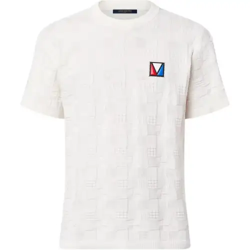 LOUIS VUITTON Damier Jacquard Short-Sleeved Cotton Crewneck