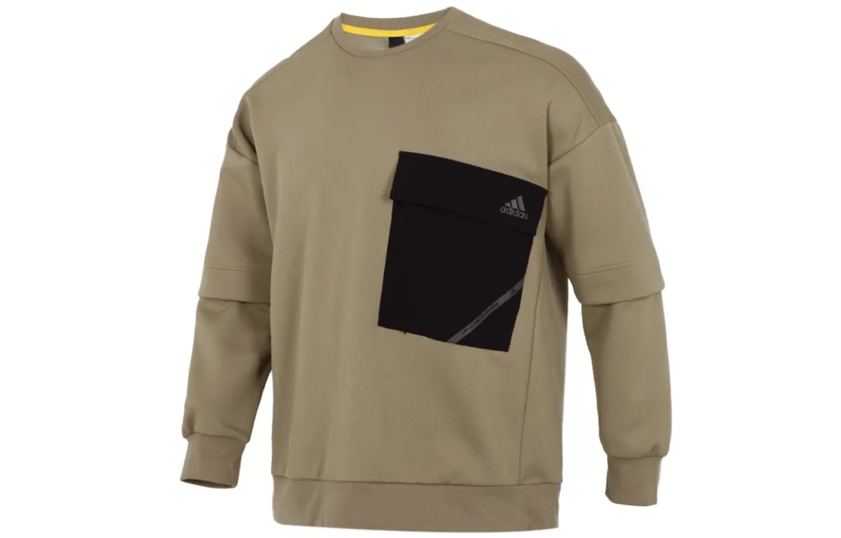 Adidas Sweatshirts Men's Army Green Crew Neck Moderate Regular