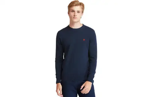 Timberland Sweatshirts Men's Navy Blue Crew Neck Moderate Regular