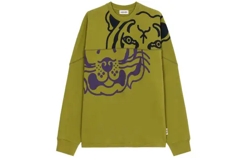 KENZO Sweatshirts Men's Khaki Green Crew Neck Moderate Regular