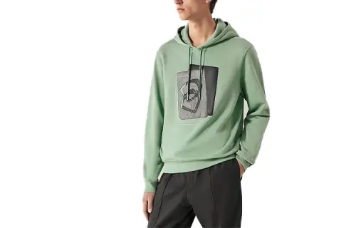 HERMES Sweatshirts Men's Aqua Blue Hooded Moderate Regular