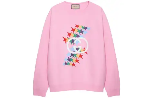 GUCCI Sweatshirts Men's Pink Crew Neck Moderate Regular