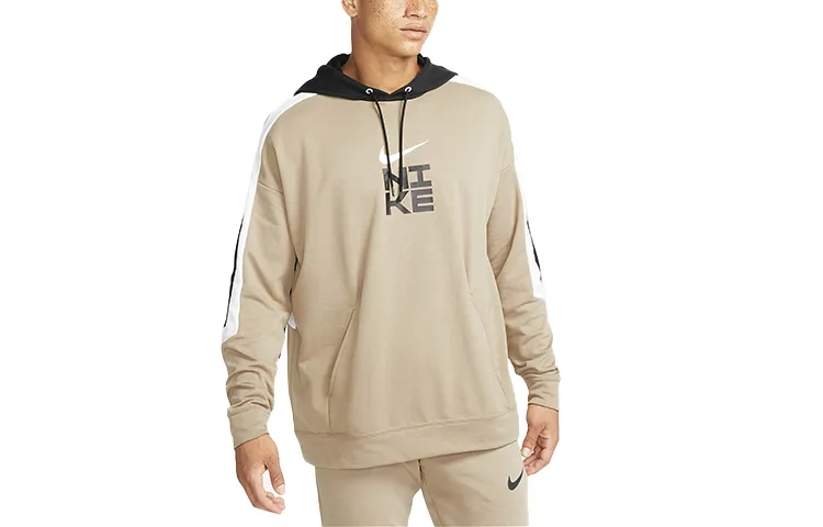Nike Sweatshirts Men's Khaki Hooded Moderate Regular