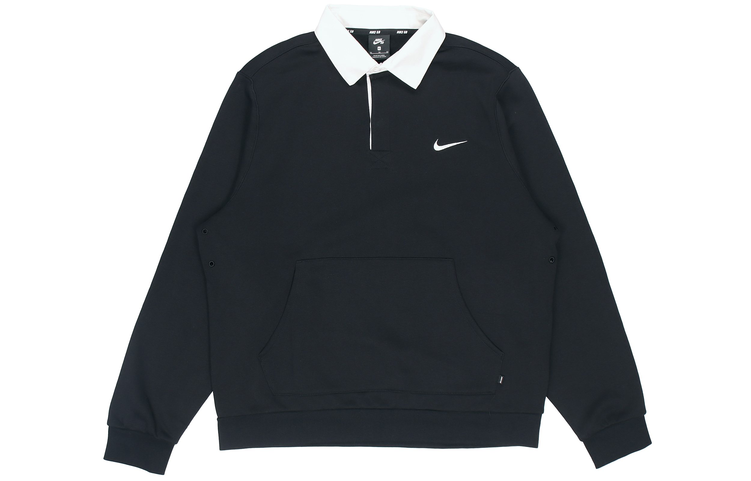 Nike Бархатный трикотажный дышащий скейтборд, весенняя черная толстовка, с вышивкой