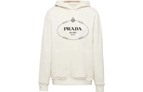 PRADA Logo-Embroidered Long-Sleeved Hoodie
