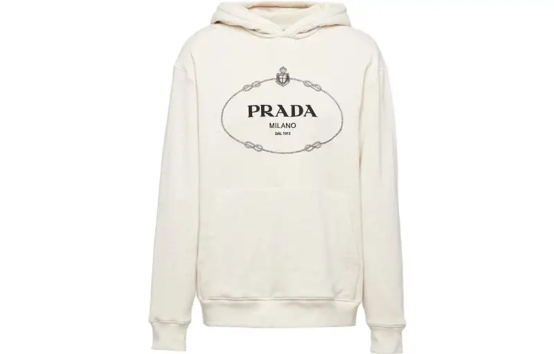 PRADA Logo-Embroidered Long-Sleeved Hoodie