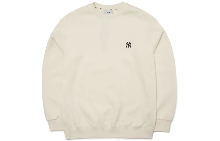 MLB New York Yankees Sweatshirts Unisex Ecru Crew Neck Moderate Regular