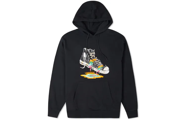 Converse Sweatshirts Unisex Black Hooded Thickened Regular