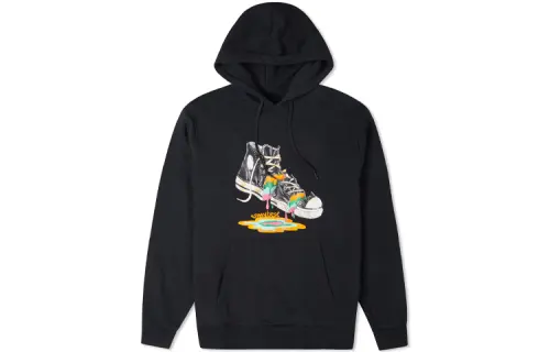 Converse Sweatshirts Unisex Black Hooded Thickened Regular