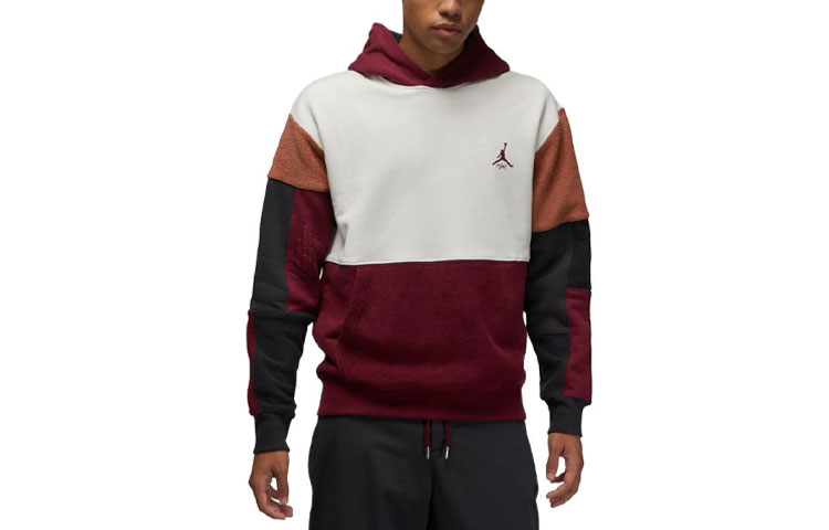 Jordan Flight Sweatshirts Men's Burgundy Hooded Moderate Regular