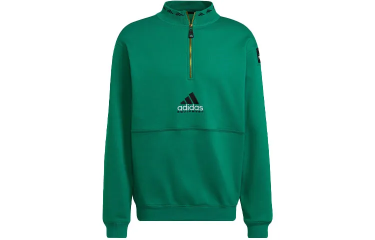 Adidas Sweatshirts Men's Green Stand Collar Moderate Straight Fit