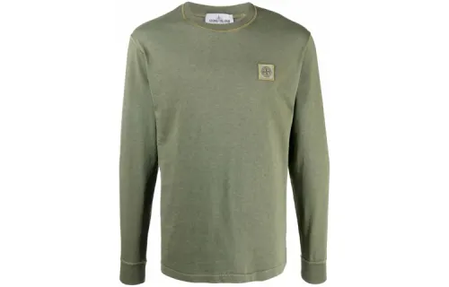 STONE ISLAND Sweatshirts Men's Olive Green Crew Neck Moderate Regular