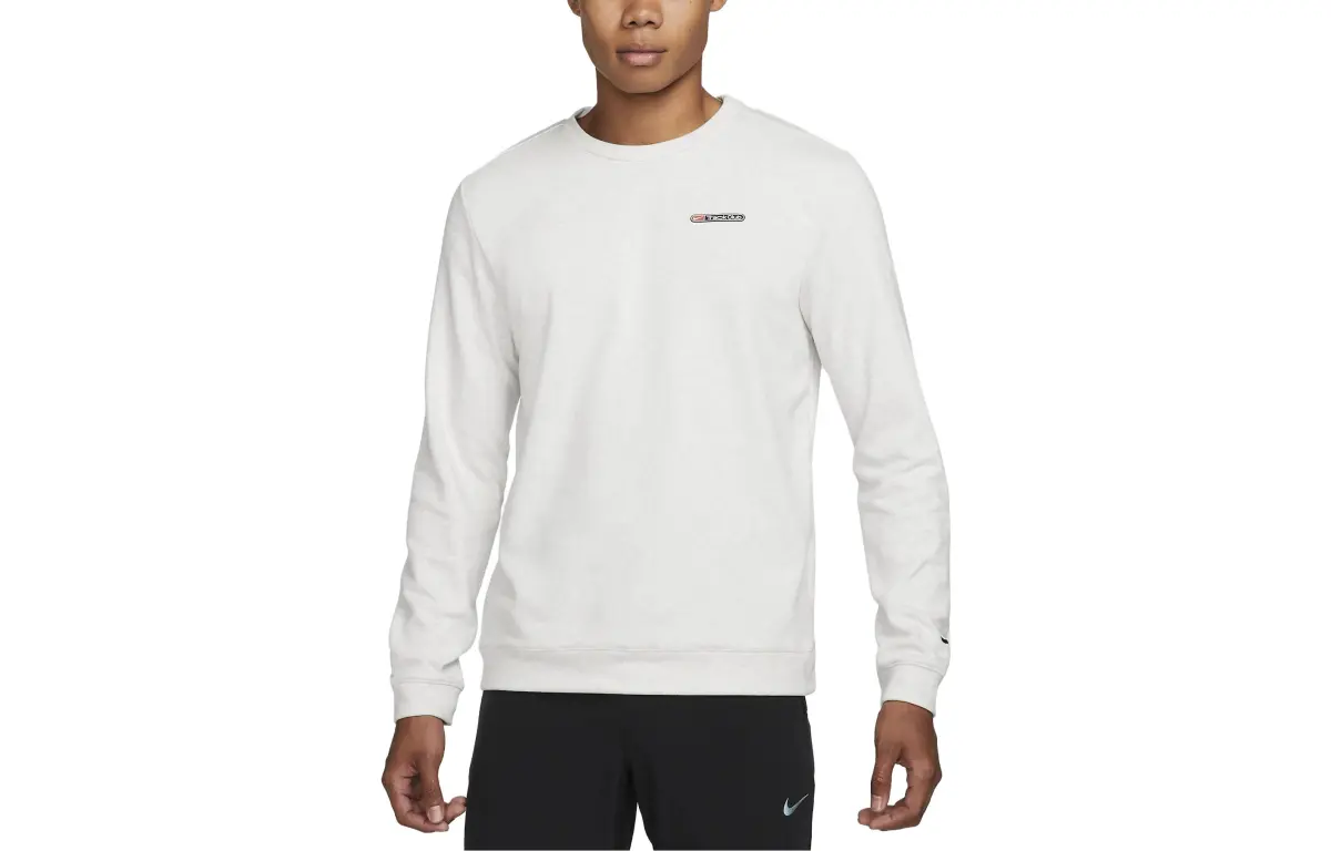 Nike Sweatshirts Men's White Crew Neck Moderate Straight Fit