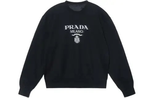 PRADA Sweatshirts Men's Black Crew Neck Moderate Regular
